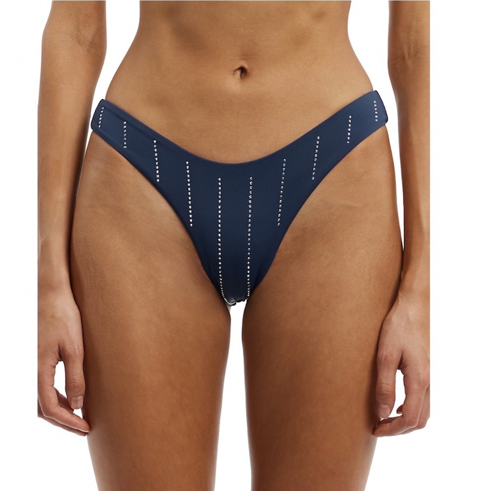 Significant Other Aleia Embellished Brief Bikini Bottom Slate Blue Size 4 NEW
